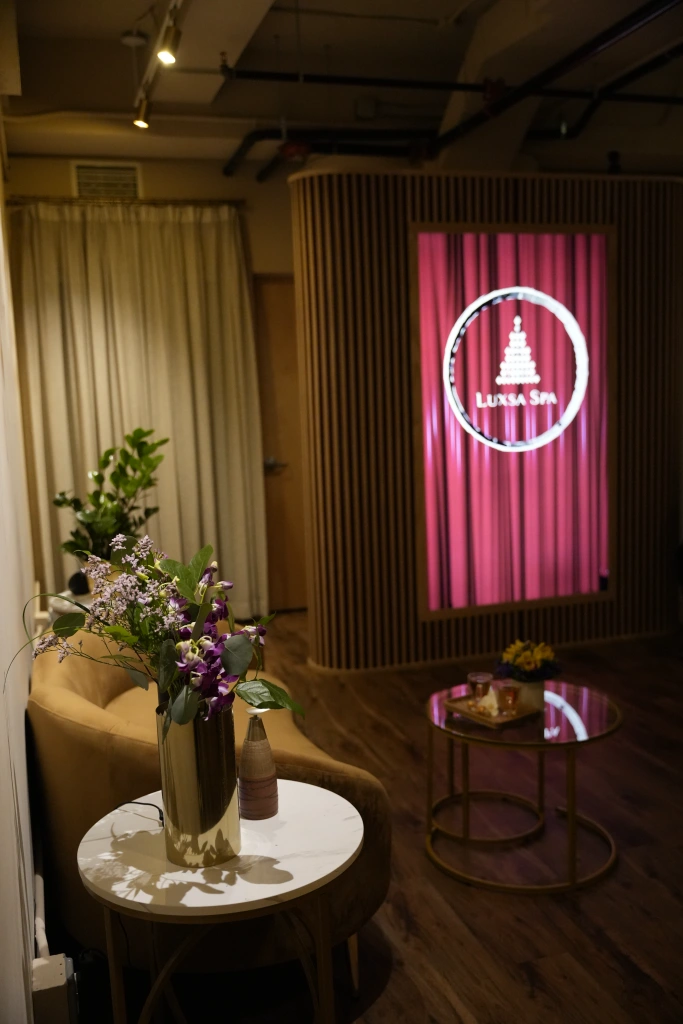 Welcoming reception area at Luxsa Thai Spa Manhattan showcasing luxury spa ambiance